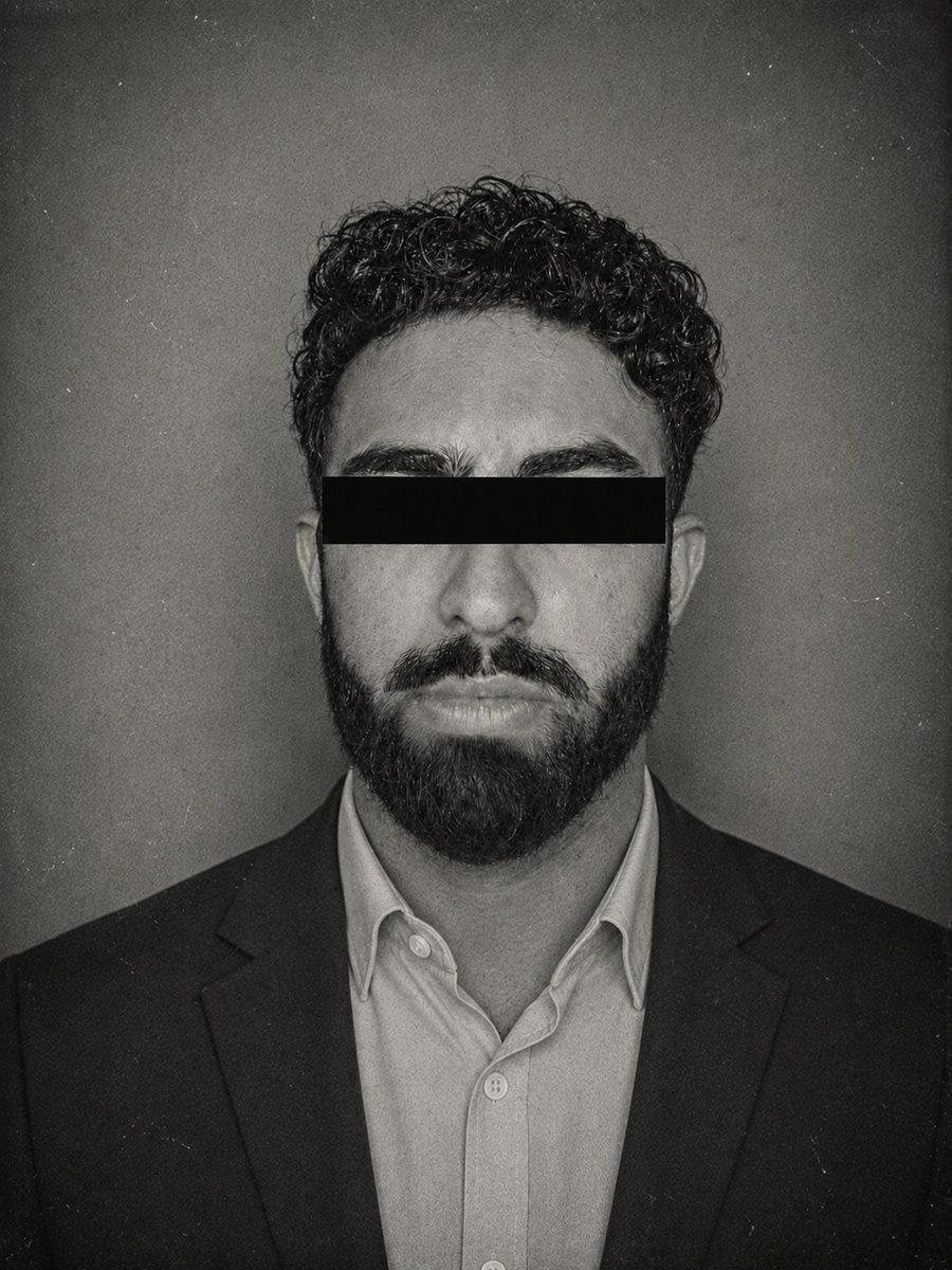 Subject photograph, eyes redacted